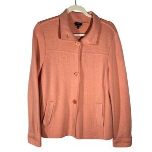 Talbots Merino Wool Button-Down Cardigan Jacket In Peach Size L